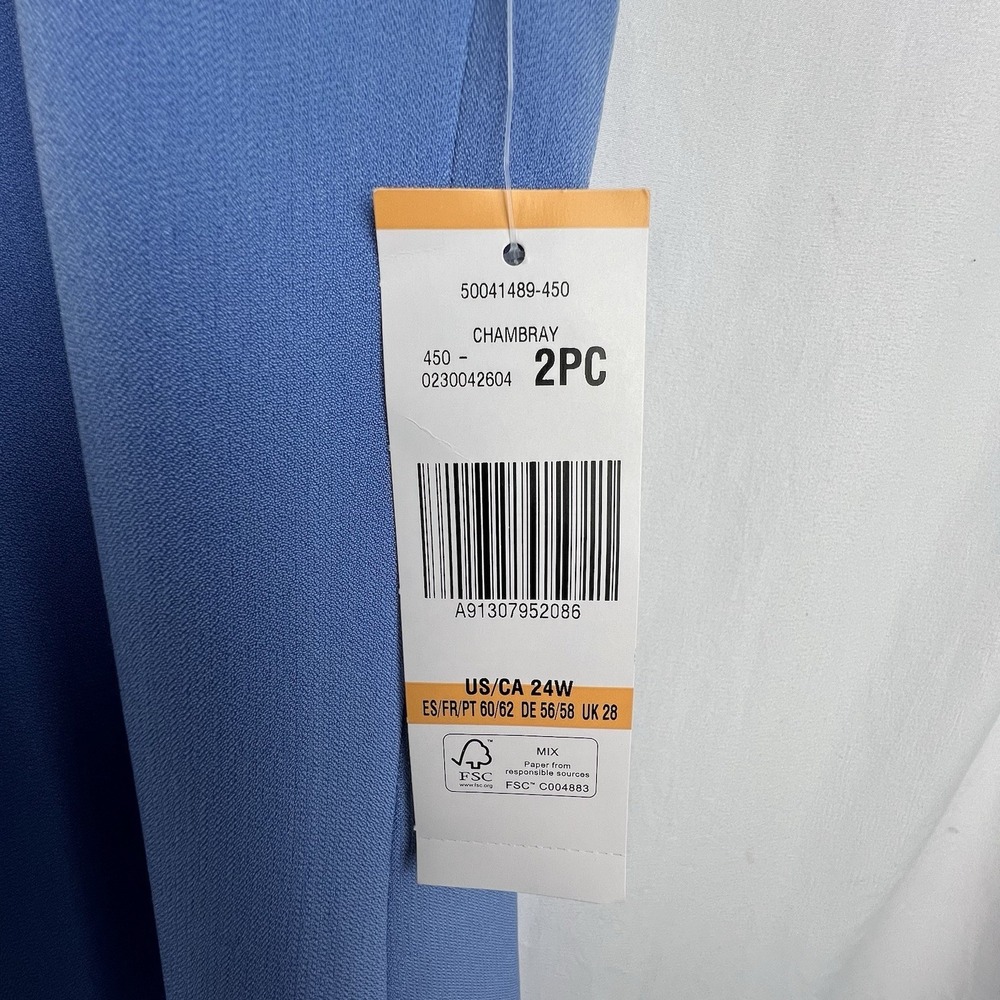 Le Suit Woman 24W Blue Chambray Crepe Dress‎ Suit Long Jacket Career Wedding NWT - Picture 16 of 16